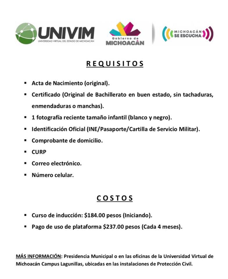Forma parte de la Universidad Virtual de Michoacán Campus Lagunillas